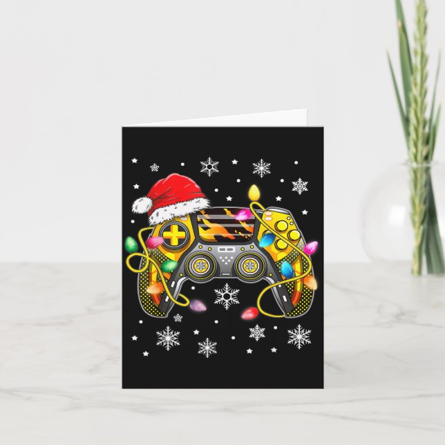 Video Game Controller Christmas Santa Hat Gamer Bo Card (Front)