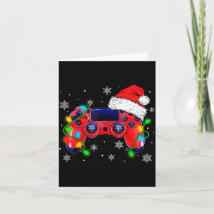 Video Game Controller Christmas Santa Hat Gamer Bo Card