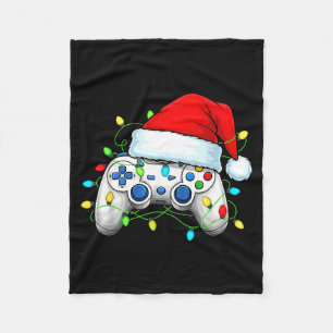 Video Game Controller Christmas Santa Hat Gamer Bo Fleece Blanket