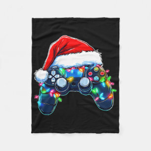 Video Game Controller Christmas Santa Hat Gamer Bo Fleece Blanket