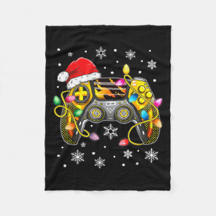 Video Game Controller Christmas Santa Hat Gamer Bo Fleece Blanket