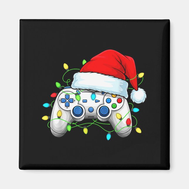 Video Game Controller Christmas Santa Hat Gamer Bo Magnet (Front)
