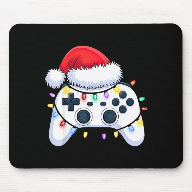 Video Game Controller Christmas Santa Hat Gamer Bo Mouse Pad (Front)