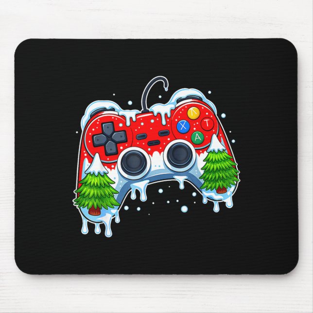 Video Game Controller Christmas Santa Hat Gamer Bo Mouse Pad (Front)