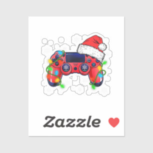 Video Game Controller Christmas Santa Hat Gamer Bo Sticker