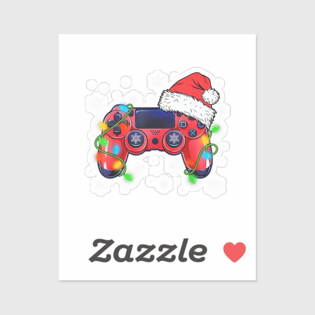 Video Game Controller Christmas Santa Hat Gamer Bo Sticker (Sheet)
