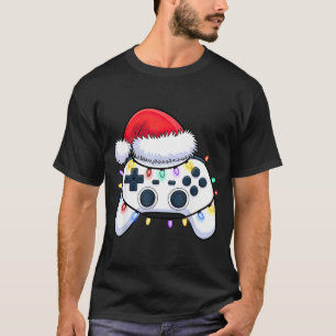 Video Game Controller Christmas Santa Hat Gamer Bo T-Shirt