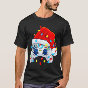 Video Game Controller Christmas Santa Hat Gamer Bo T-Shirt