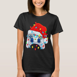 Video Game Controller Christmas Santa Hat Gamer Bo T-Shirt