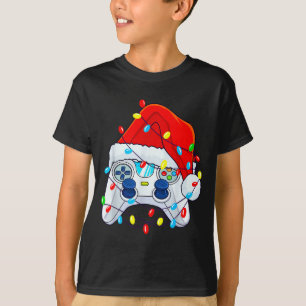 Video Game Controller Christmas Santa Hat Gamer Bo T-Shirt