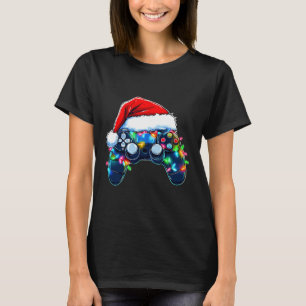 Video Game Controller Christmas Santa Hat Gamer Bo T-Shirt