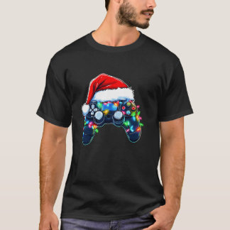 Video Game Controller Christmas Santa Hat Gamer Bo T-Shirt