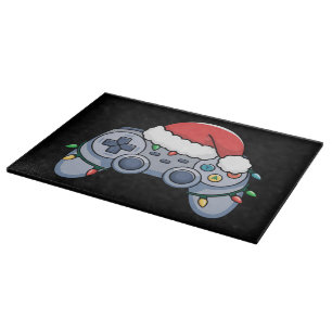 Video Game Controller Christmas Santa Hat Gamer Cutting Board