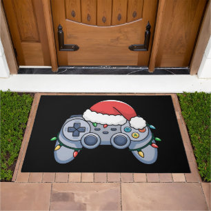 Video Game Controller Christmas Santa Hat Gamer Doormat