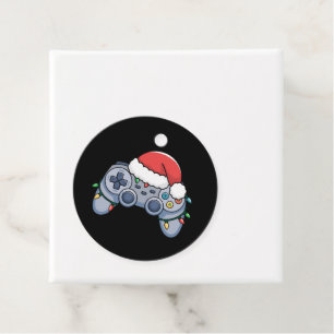 Video Game Controller Christmas Santa Hat Gamer Favor Tags