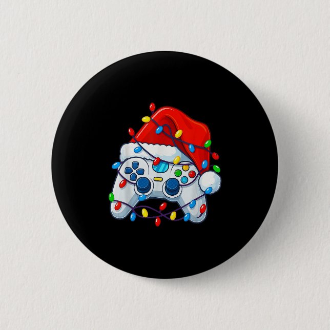 Video Game Controller Christmas Santa Hat Gamer Fu Button (Front)