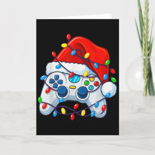 Video Game Controller Christmas Santa Hat Gamer Fu Card
