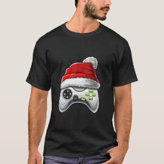 Video Game Controller Christmas Santa Hat Gamer Gi T-Shirt