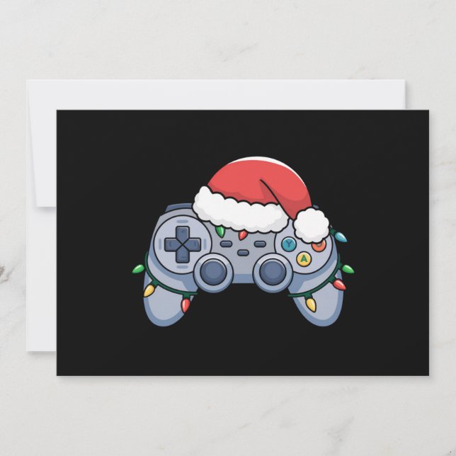Video Game Controller Christmas Santa Hat Gamer Holiday Card (Front)