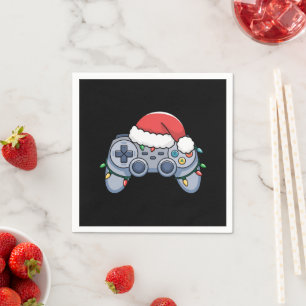 Video Game Controller Christmas Santa Hat Gamer Napkins