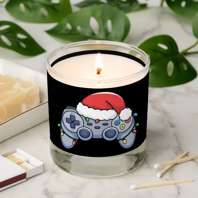 Video Game Controller Christmas Santa Hat Gamer Scented Candle (Lit)