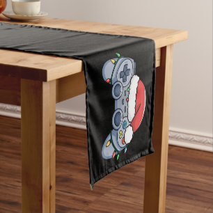 Video Game Controller Christmas Santa Hat Gamer Short Table Runner
