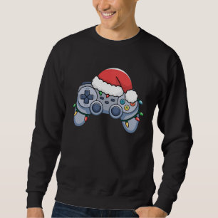 Video Game Controller Christmas Santa Hat Gamer Sweatshirt
