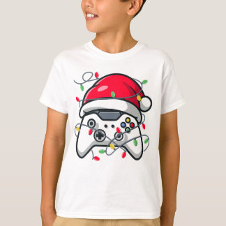 Video Game Controller Christmas Santa Hat Gamer T-Shirt