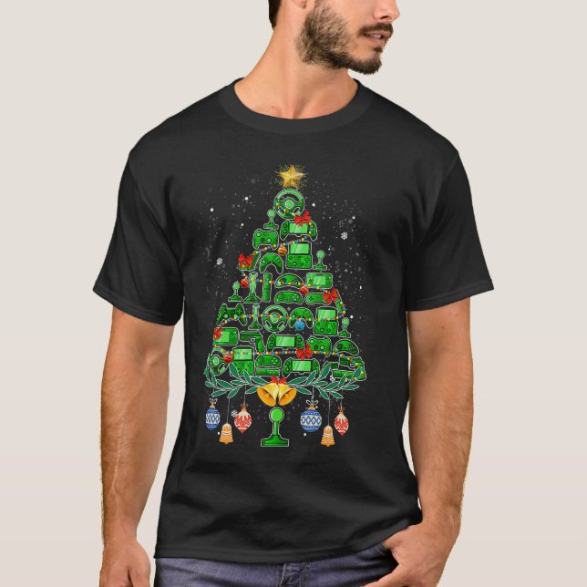 Video Game Controller Christmas Tree For Gamer  T-Shirt (Front)
