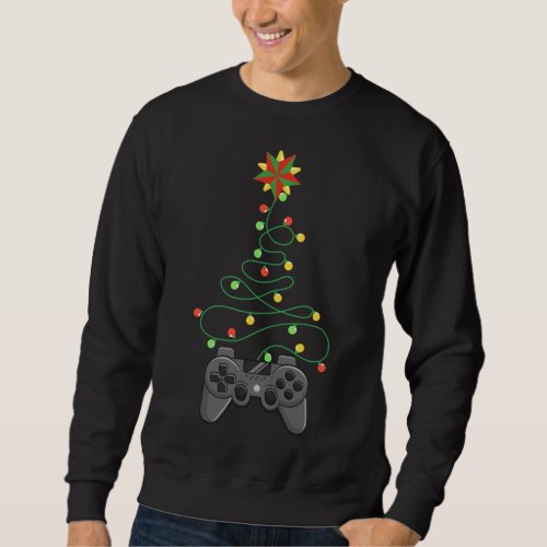 Video Game Controller Christmas Tree Lights Funny  Sweatshirt
