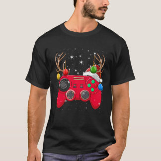 Video Game Controller Christmas Tree Lights Gamer  T-Shirt