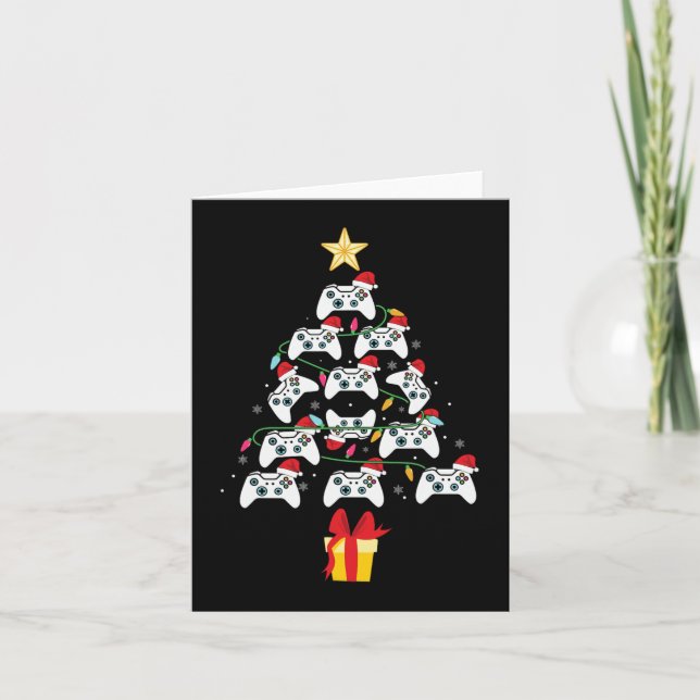 Video Game Controller Christmas Tree Xmas Boy Men  Card (Front)