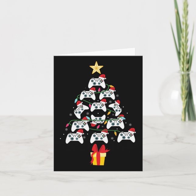 Video Game Controller Christmas Tree Xmas Boy Men  Card (Front)