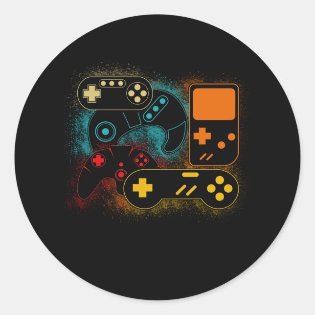Video Game Controller Classic Round Sticker (Front)