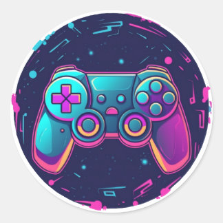 Video Game Controller Classic Round Sticker