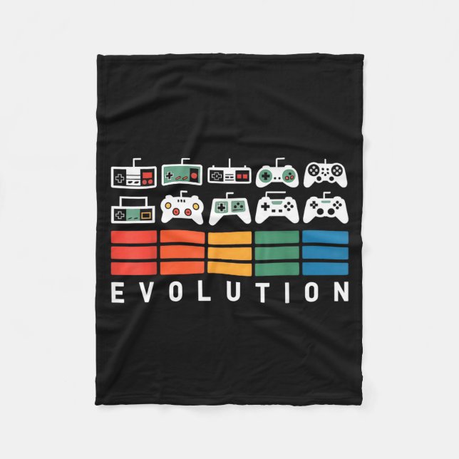 Video Game Controller Evolution 80s 90s Retro Gami Fleece Blanket (Front)