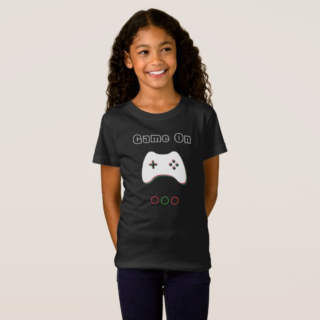 Video Game Controller, Game On, Red & Green Art T-Shirt (Front Full)