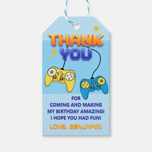 Video Game Controller Gamer Birthday Thank You Gift Tags