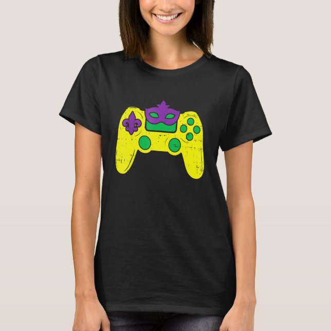 Video Game Controller Gamer E Sports Mardi Gras Ca T-Shirt (Front)