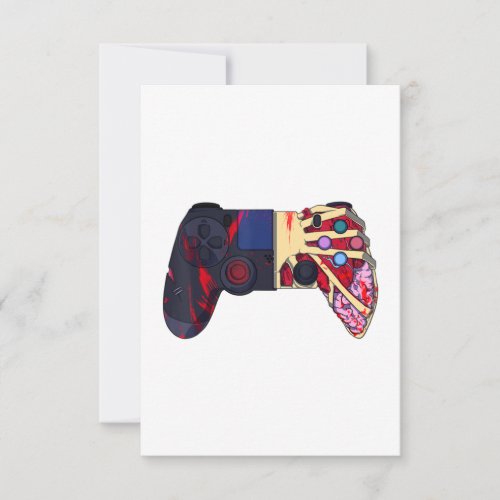 Video Game Controller Gamer Horror Skeleton Comput RSVP Card