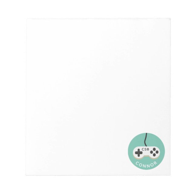 Video Game Controller Gamer Monogram Kids Notepad (Front)