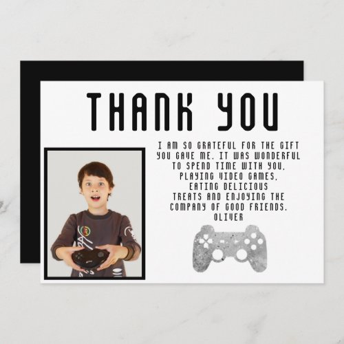 Video Game Controller Gaming Photo Birthday Thank You Card