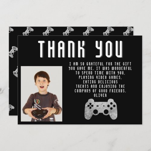 Video Game Controller Gaming Photo Birthday Thank You Card