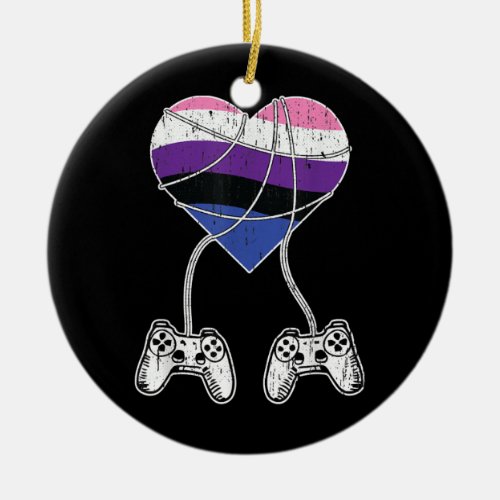 Video Game Controller Gender fluid Pride Gaming Ceramic Ornament
