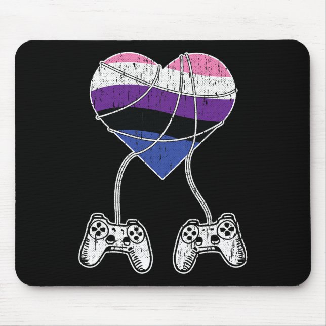 Video-game Controller Gender-fluid Pride Gaming Lg Mouse Pad (Front)