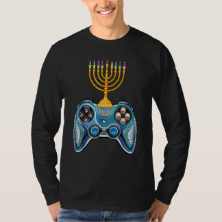 Video Game Controller Hanukkah 2022 Menorah Candle T-Shirt