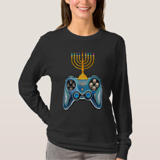 Video Game Controller Hanukkah 2022 Menorah Candle T-Shirt