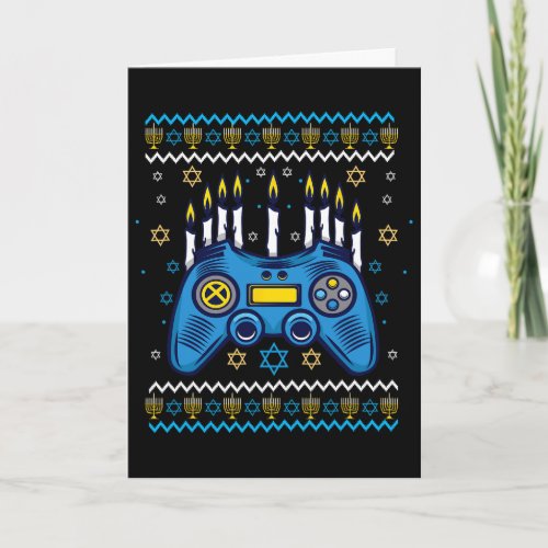Video Game Controller Hanukkah Menorah Candles Jew Card