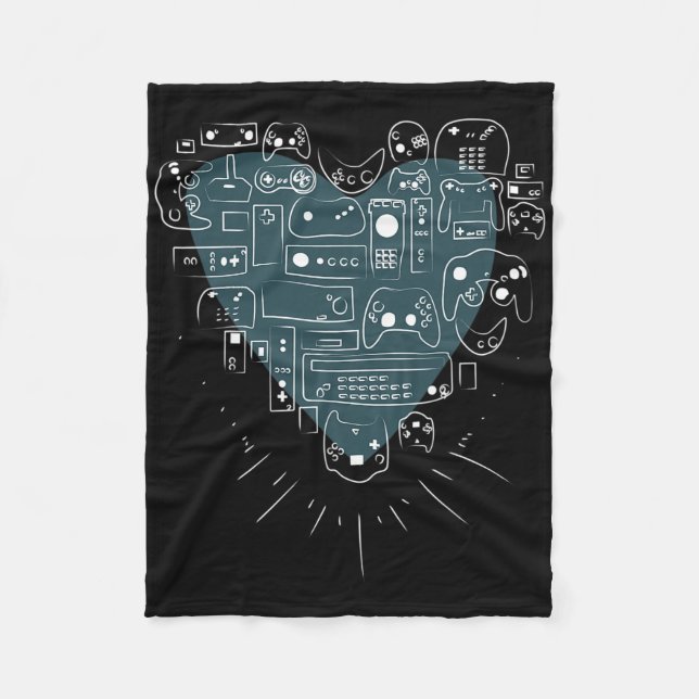 Video Game Controller Heart T Shirt For Gamers And Fleece Blanket (Front)