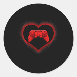 Video-game Controller Heart Valentines Day Cool Ga Classic Round Sticker